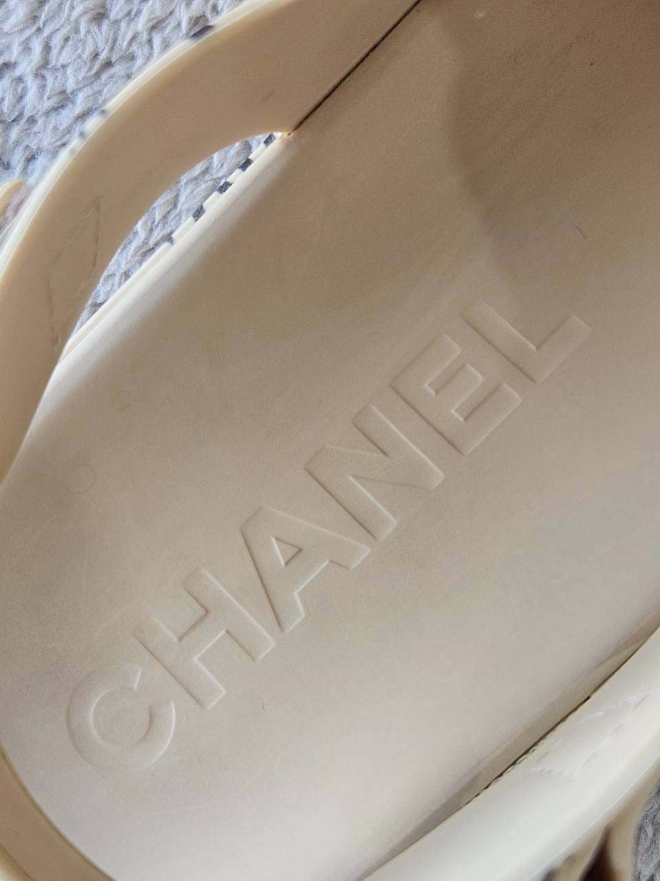 Chanel CC Dad Sandals In Rubber with God Hardware Beige