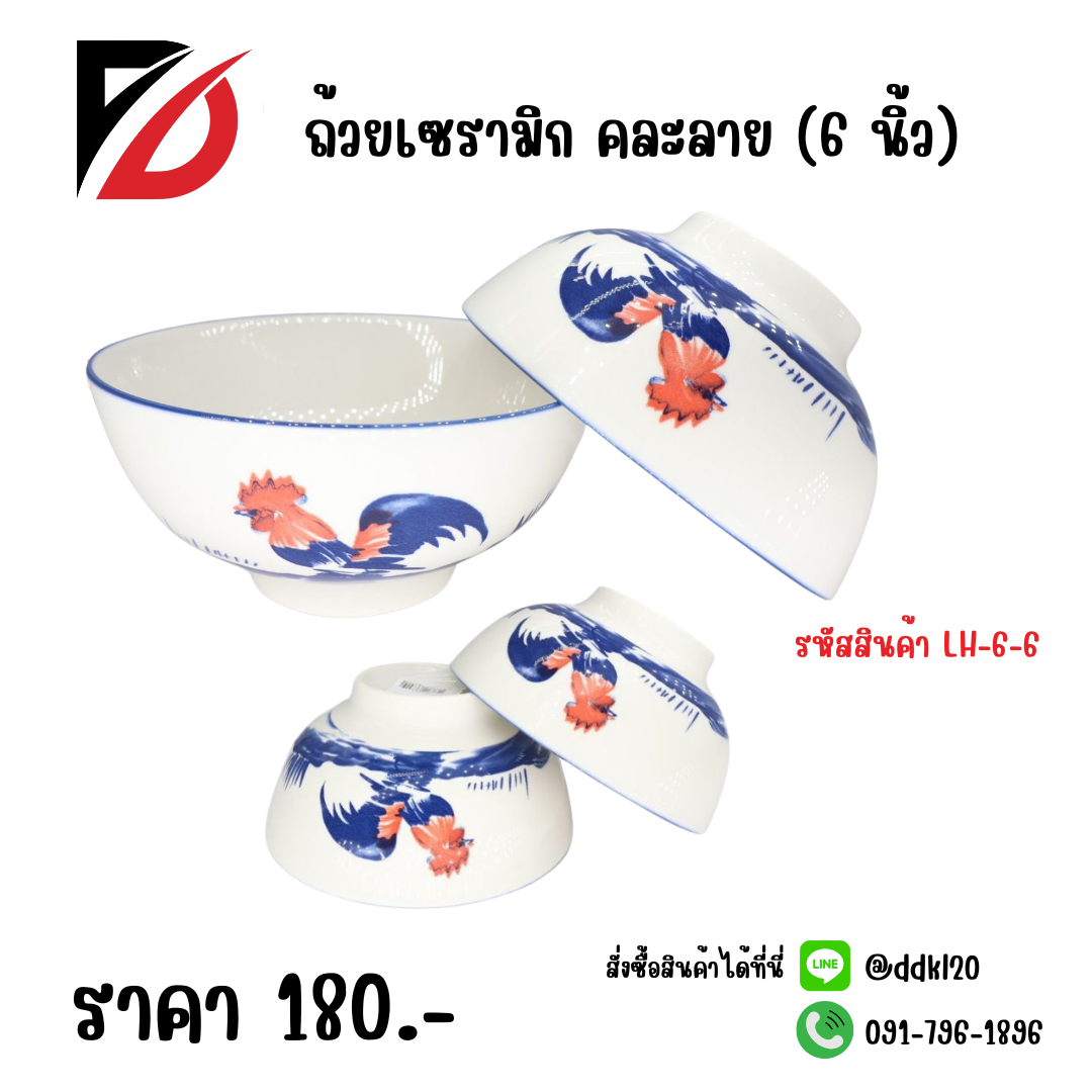 ถ้วยเซรามิก คละลาย (6 นิ้ว)