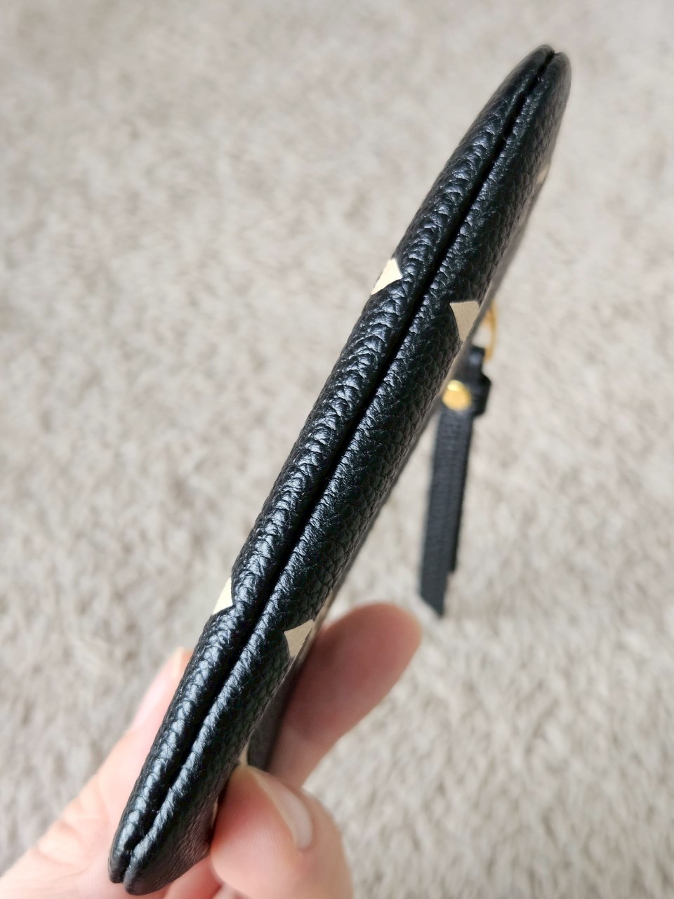 LV m80885 Key Pouch Bicolor Mono Emp Leather Black Beige