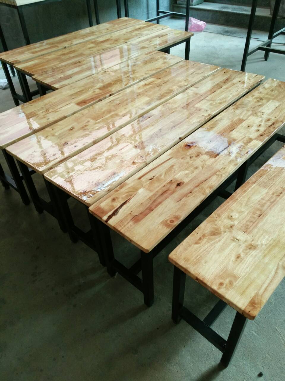 ม้านั่งโรงอาหาร ไม้ยาง