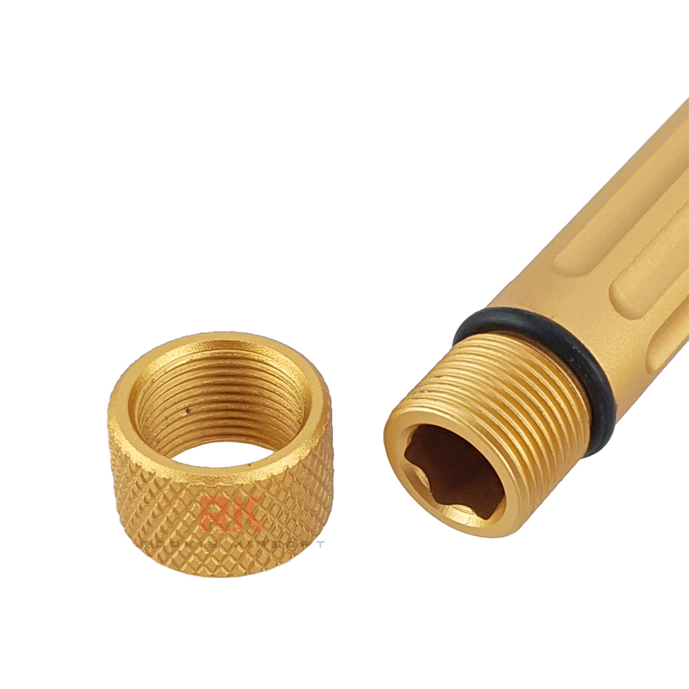 5KU Threaded Outer Barrel (Fluted) 14mm for Marui G17 (Gold)