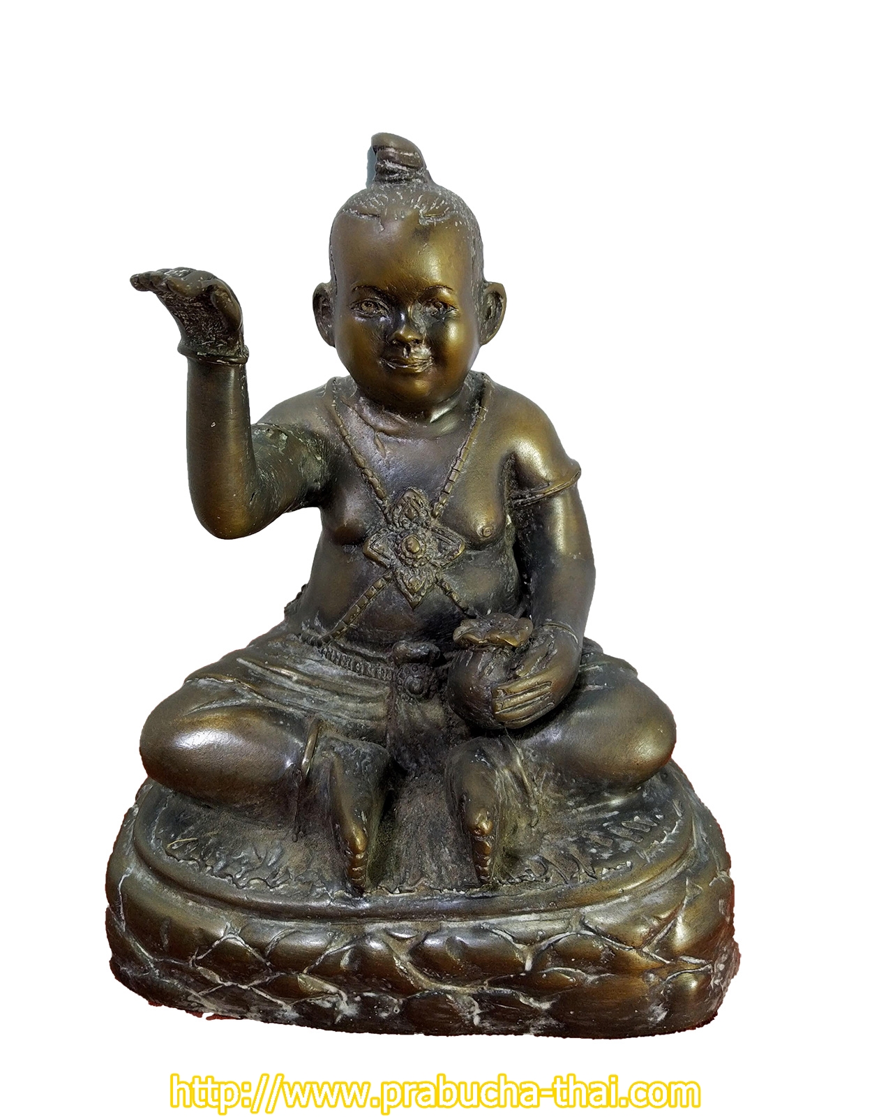 กุมารทองเพชรเจ้าจุก เนื้อโลหะฐานขนาด5นิ้ว วัดพรหมจริยาราม เชียงใหม่