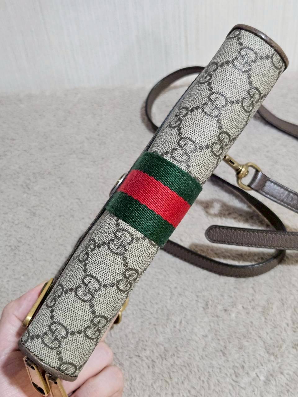 Gucci 575722 Ophidia Shoulder Bag Supreme Beige Brown