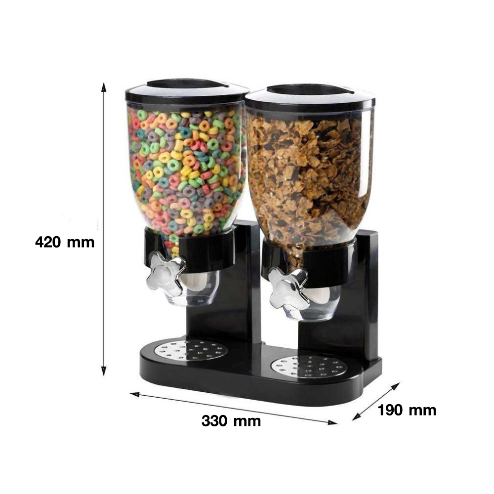 Double Pasta Cereal Dry Food Dispenser Storage Cont (Black) 1602-121-C01