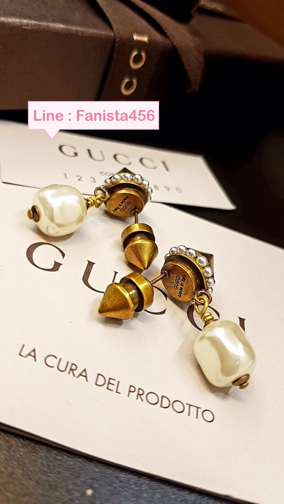 ต่างหูกุชชี่ ต่างหู Gucci Pendant มุก Hiend Pearl Gucci Pendant Earring