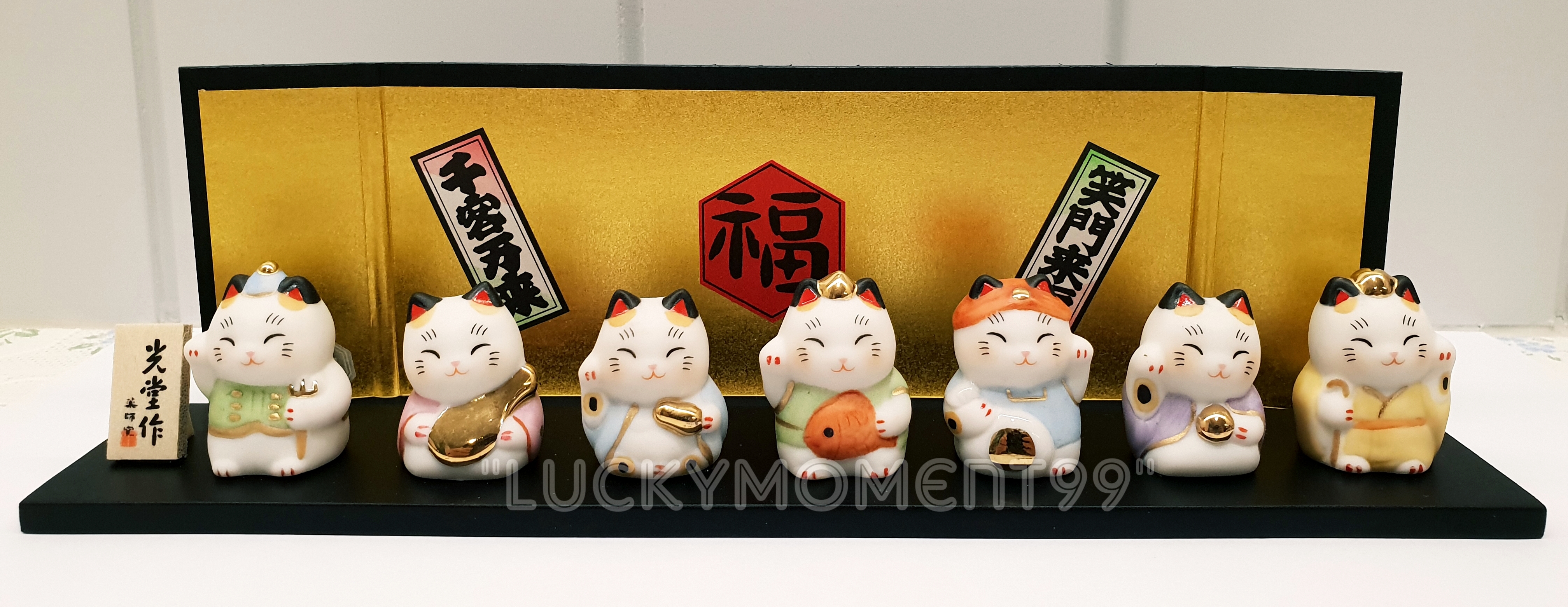 แมวกวักนำโชค (maneki neko) 7 เซียน นำเข้าจากญี่ปุ่น ขนาดสูง 3 ซม.