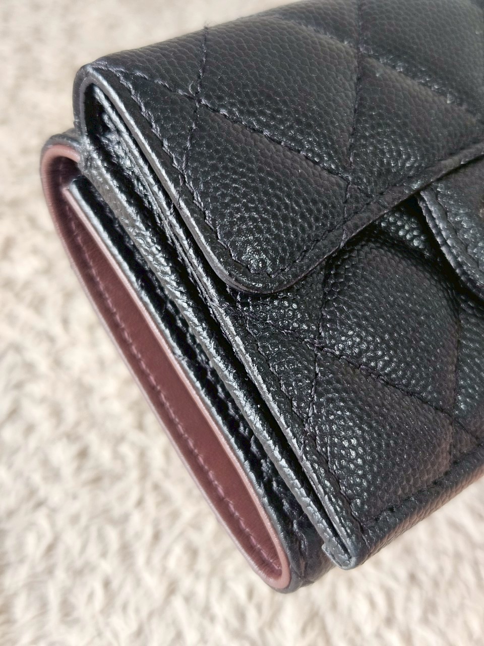 Chanel Trifold Short Black Caviar GHW Wallet