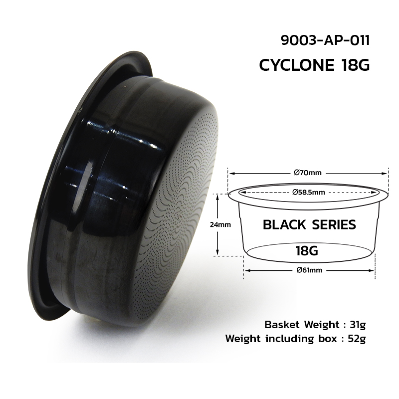 ตะแกรง APRESSO CYCLONE 18G แบล็คไทเทเนี่ยม