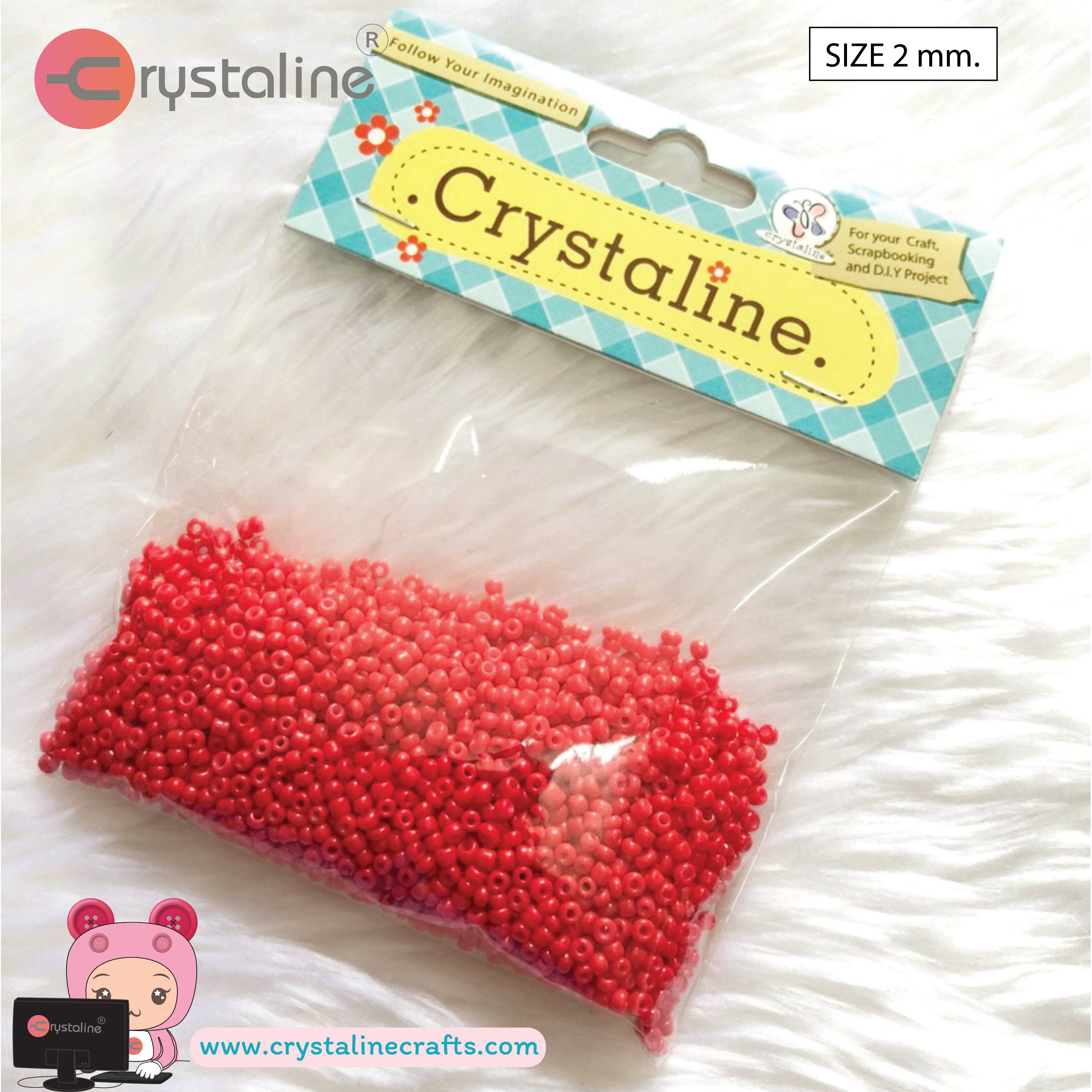 Pony bead - Red col. (size 2 mm,25g/pack)