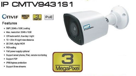 HIP กล้องวงจรปิดคุณภาพสูง CCTV Camera รุ่น IP CMTV9431S1