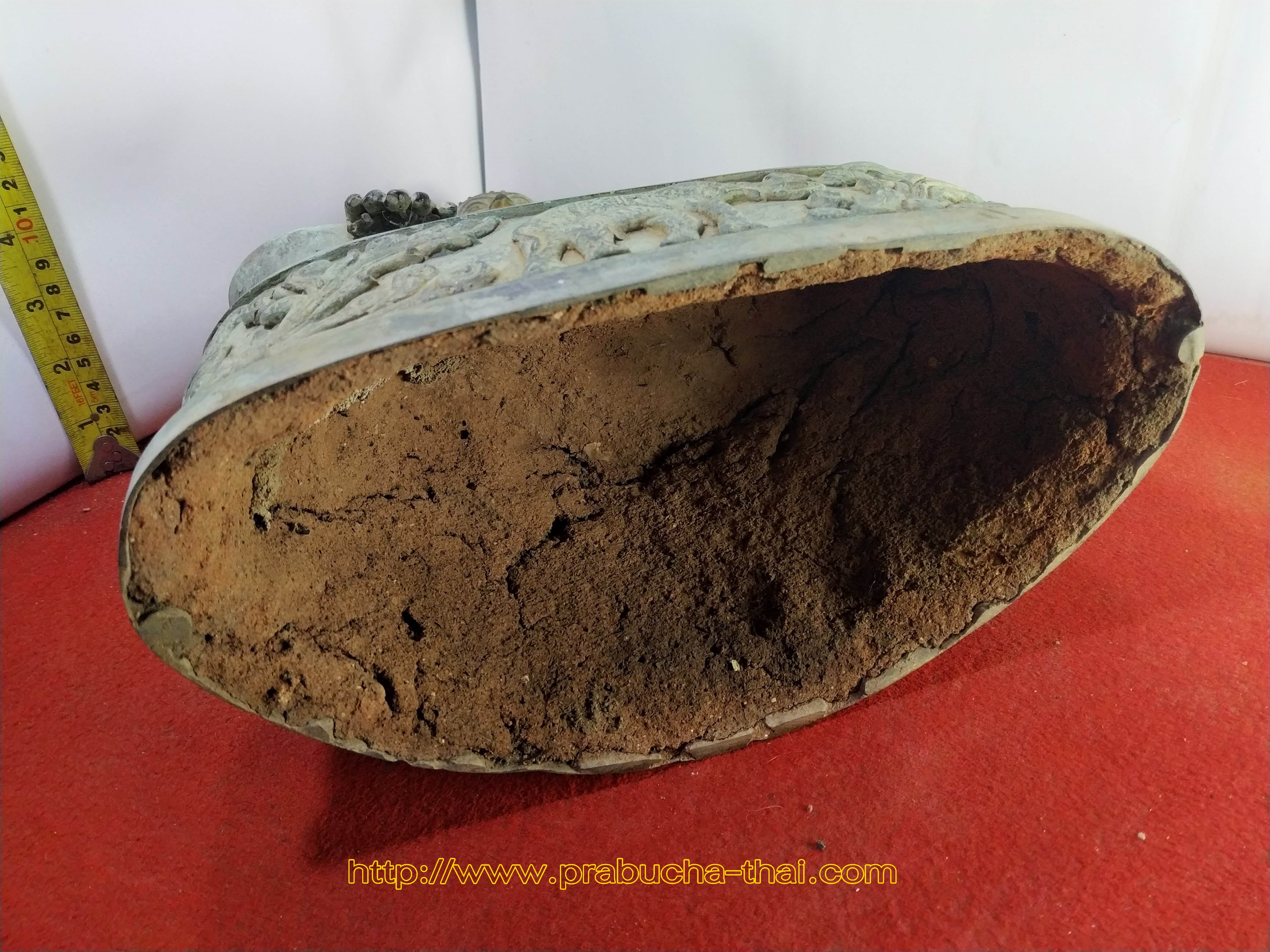 พระอู่ทอง ปางชนะมาร ฐานลายช้าง หน้าตัก 9 นิ้ว สภาพเก่า