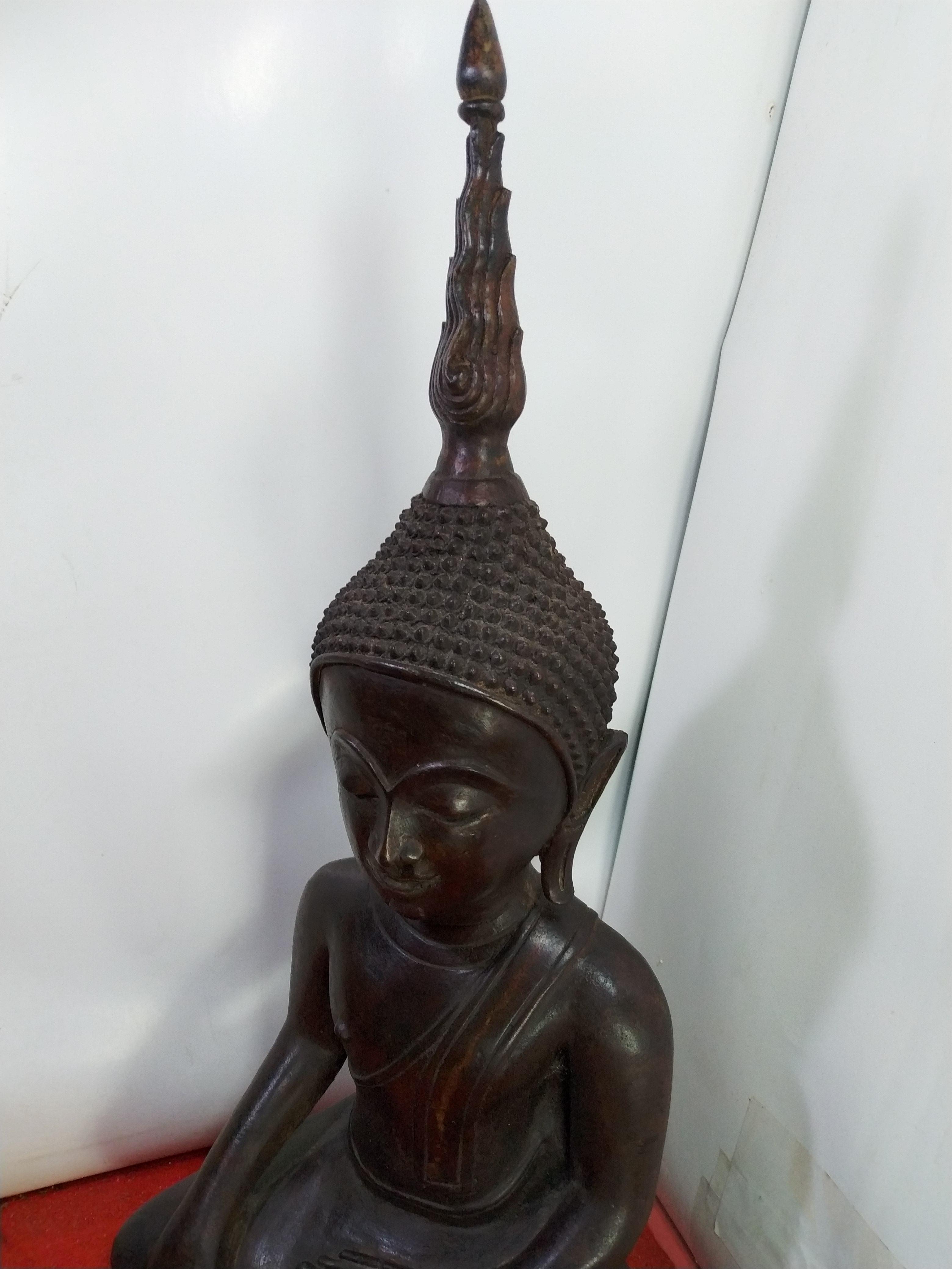 พระเชียงรุ้ง ปางมารวิชัย เกตุเพลิง หน้าตัก 9 นิ้ว เนื้อโลหะสำริด