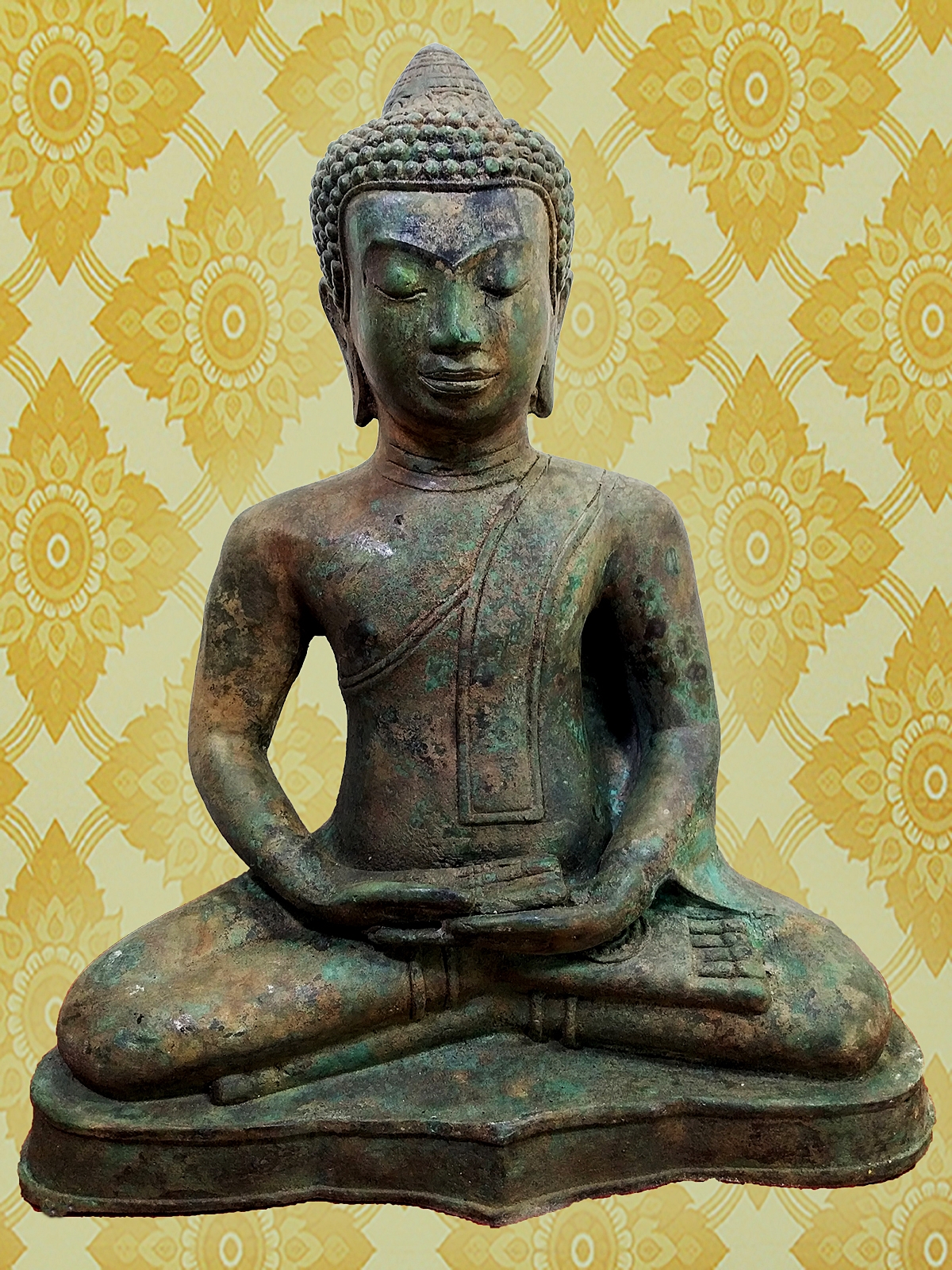 พระทวารวดี ปางสมาธิ หน้าตัก 9 นิ้ว เนื้อสำริด