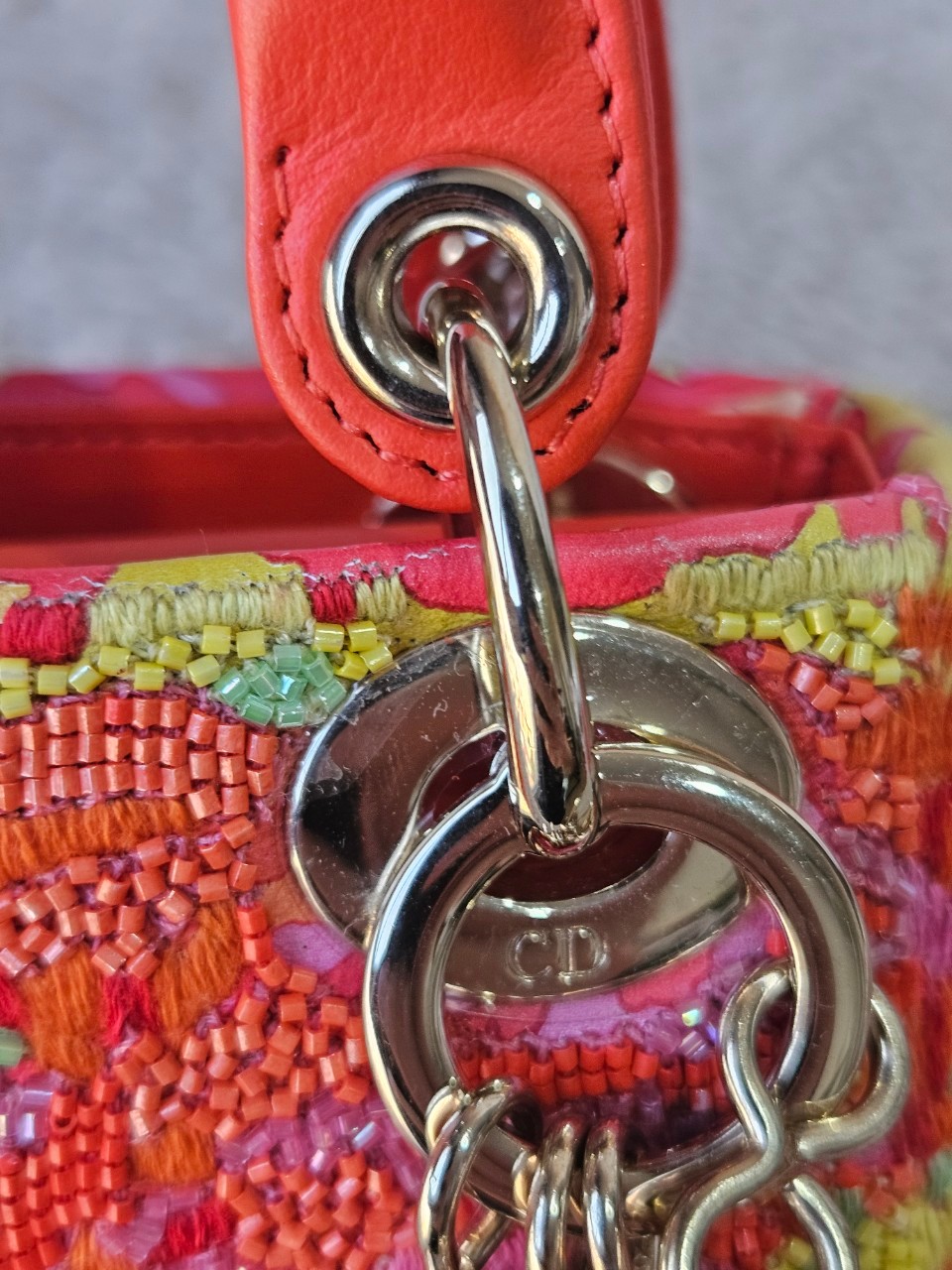 Lady Dior Micro Multicolor - Orange Gold Hardware