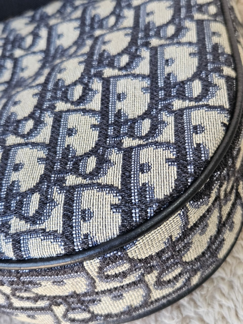 Dior Saddle Beige and Black Oblique Jacquard