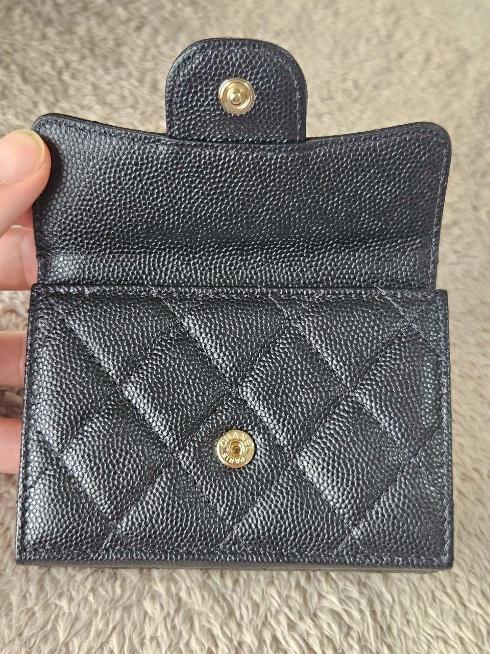 Chanel Trifold Short Black Caviar GHW Wallet