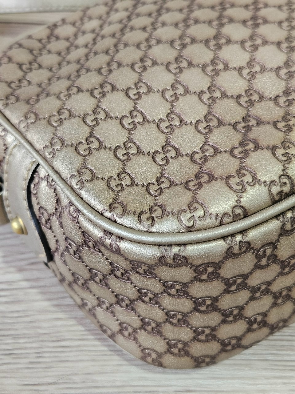 Gucci Guccissima Bamboo Metallic Gold Shoulder bag