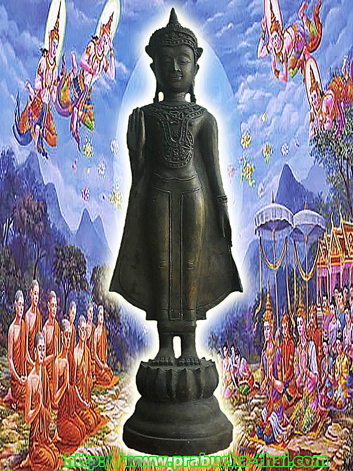 พระทราวดี ปางห้ามญาติ สูง 32 นิ้ว เนื้อโลหะสำริด