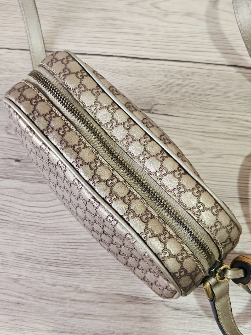 Gucci Guccissima Bamboo Metallic Gold Shoulder bag