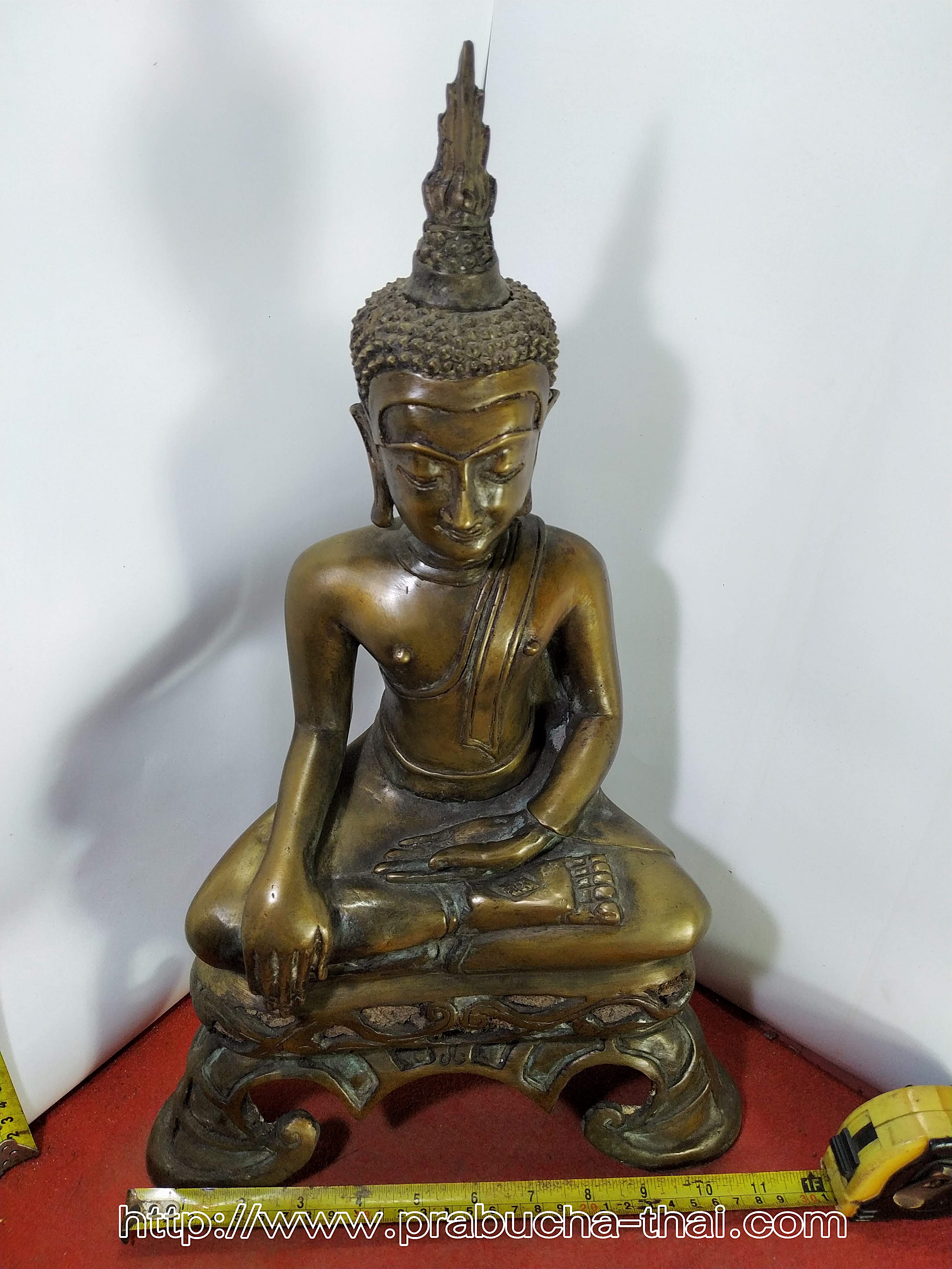 พระอู่ทอง ปางชนะมาร ฐานสามขาฉลุลาย หน้าตัก 9 นิ้ว