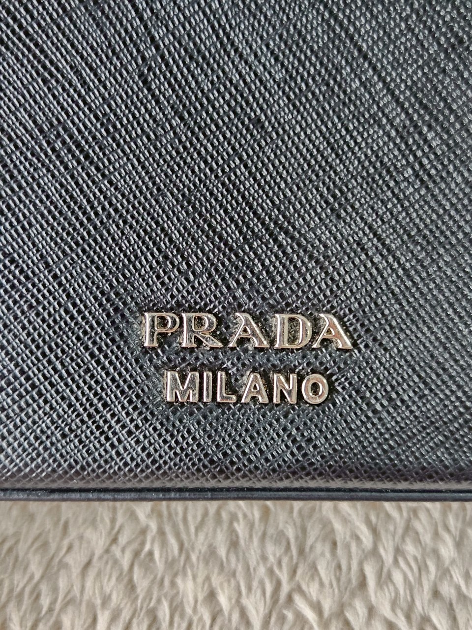 Prada 1BH014 Black Saffiano Leather Chain Shoulder Bag