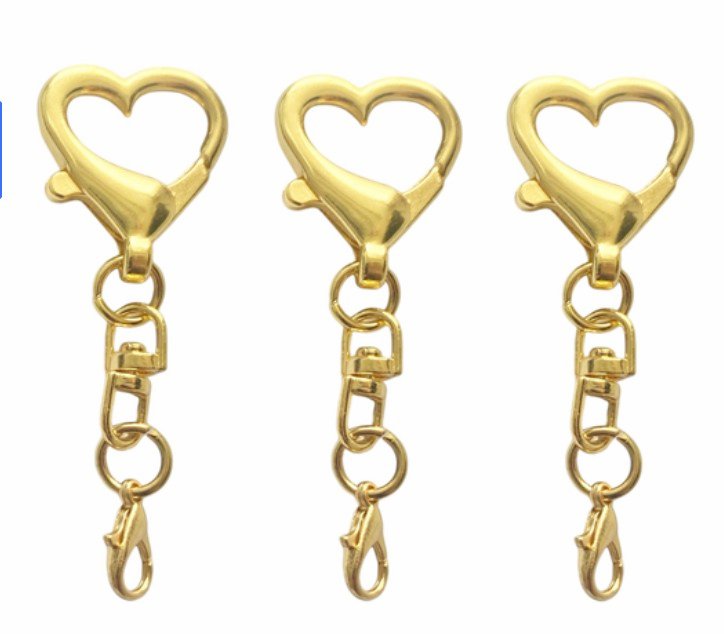 ต้นทุนล๊อตใหม่ ถูกลง!!! (12ชิ้น, 25ชิ้น, 50ชิ้น) **แบบคุณภาพดี งานสวย แข็งแรง ไม่ป๊องแป๊ง** อะไหล่พวงกุญแจ DIY ห่วงพวงกุญแจ ตะขอพวงกุญแจ ชุดรูปหัวใจ+ข้อต่อ+ตะขอก้ามปู