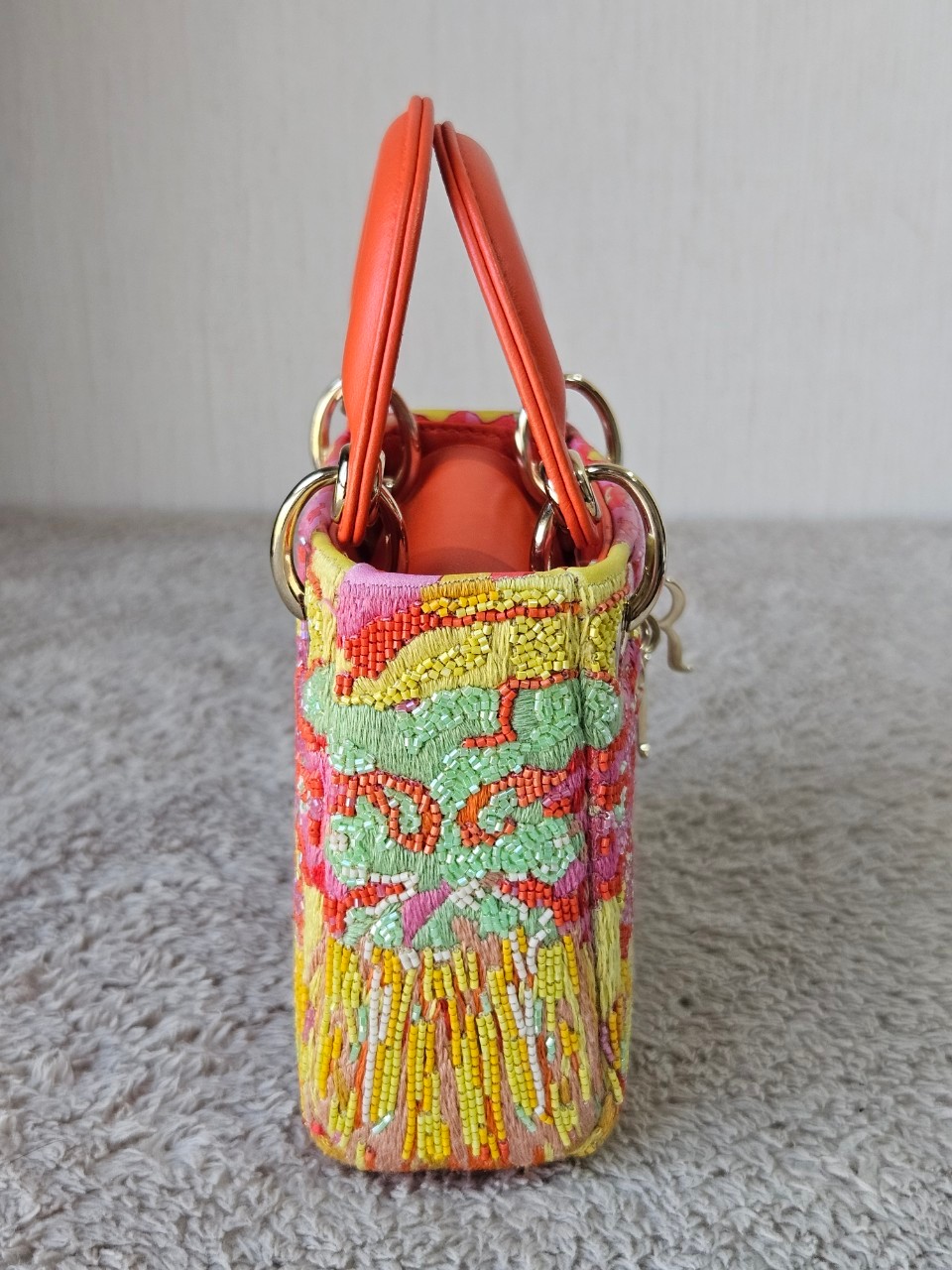 Lady Dior Micro Multicolor - Orange Gold Hardware