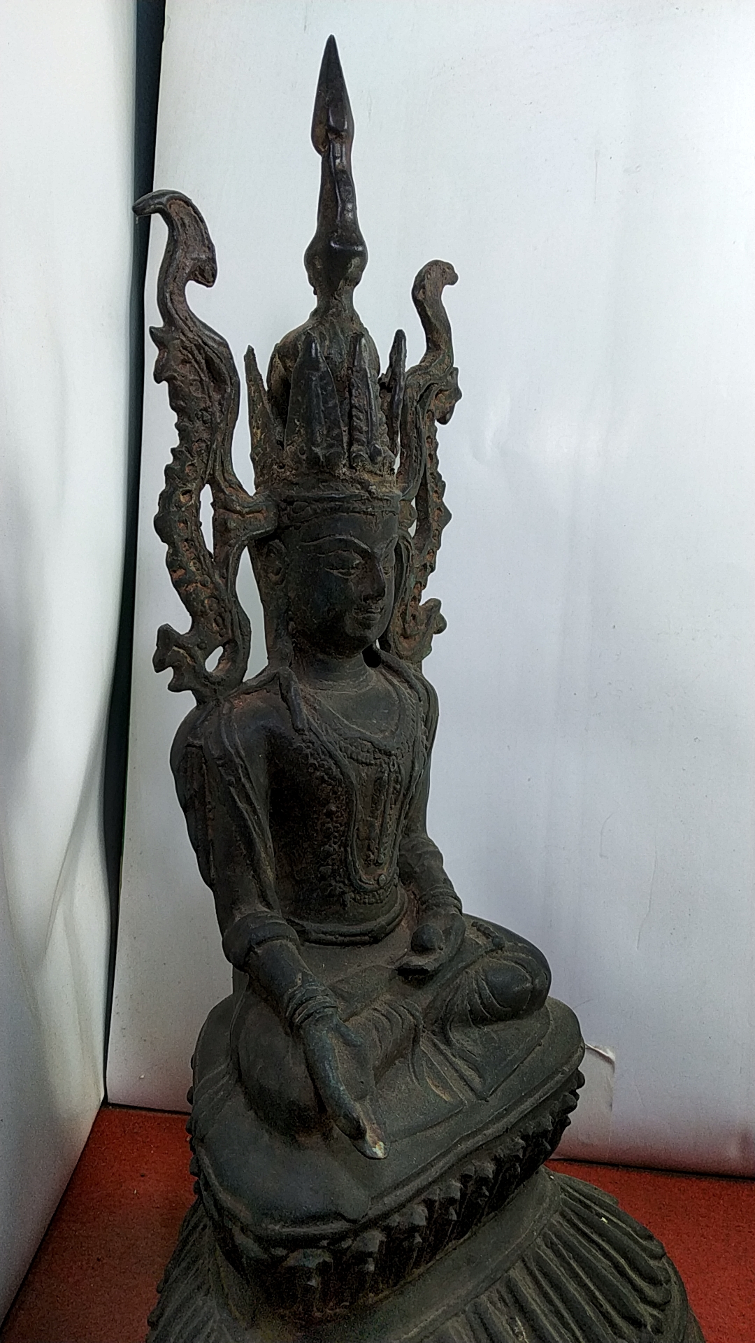 พระบูชา พระเชียงรุ้ง ทรงเครื่อง ฐานกว้าง 8 นิ้ว เนื้อโลหะสำริด