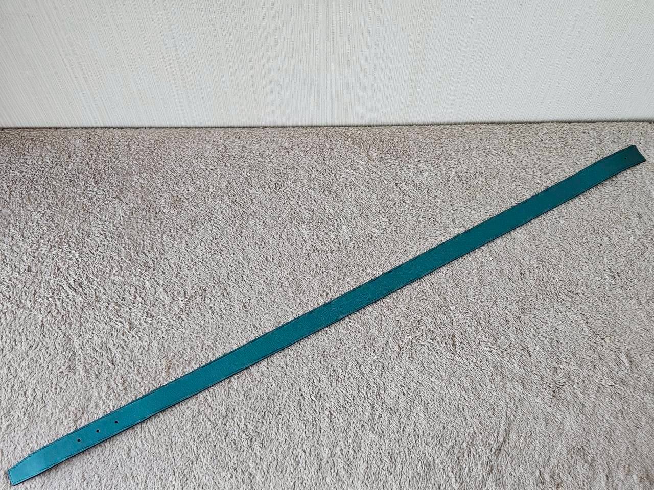 Hermes Belt สายสีเขียว/น้ำเงิน หัวกลมทอง