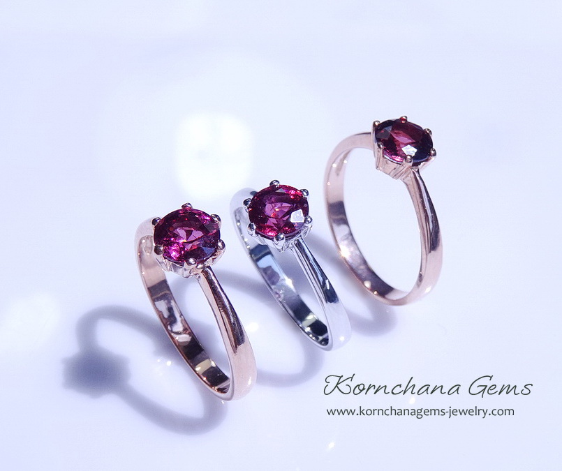 รับทำแหวนโรโดไลท์การ์เนทหรือโกเมน อัญมณีคนเกิดเดือนมกราคม ตามแบบเป็นพลอยสีชมพูอมม่วงหรืออมส้มเลือกเฉดสีได้ค่ะ เลือกสีตัวเรือนได้ตามต้องการ
