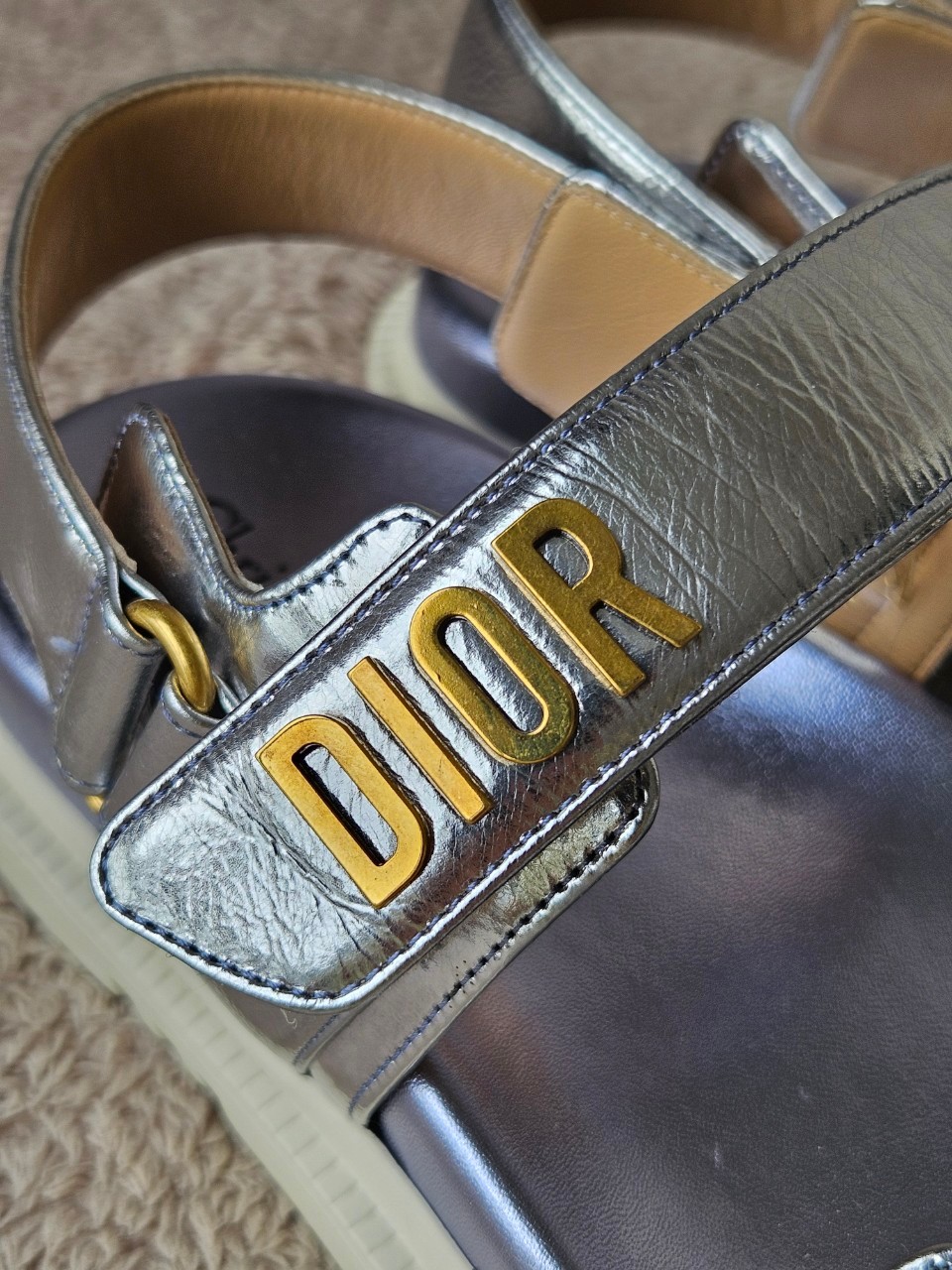Dior Dioract Silver Leather Sandals