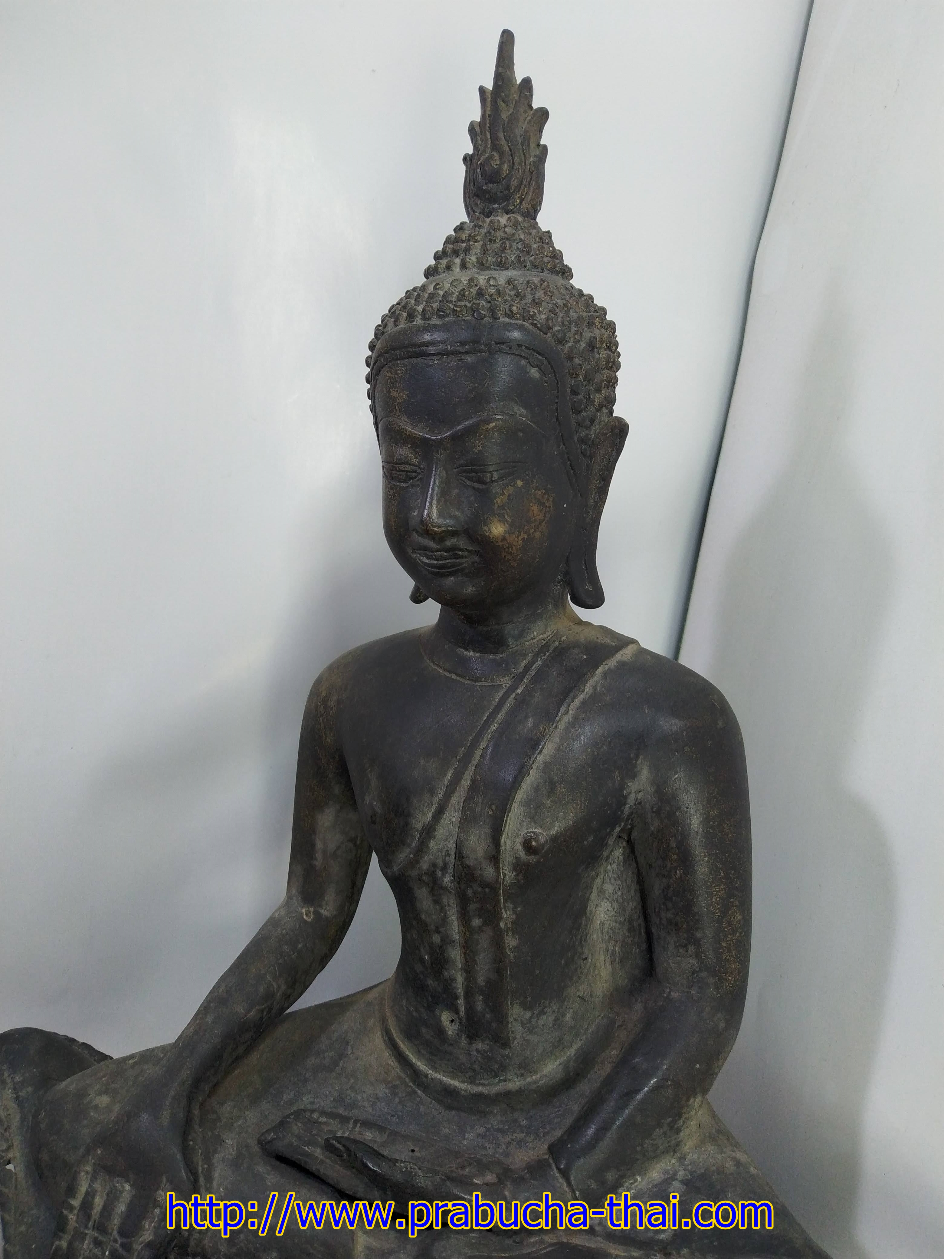 พระอู่ทอง ปางสดุ้งมาร ฐานเรือ หน้าตัก ๙ นิ้ว เนื้อสำริด