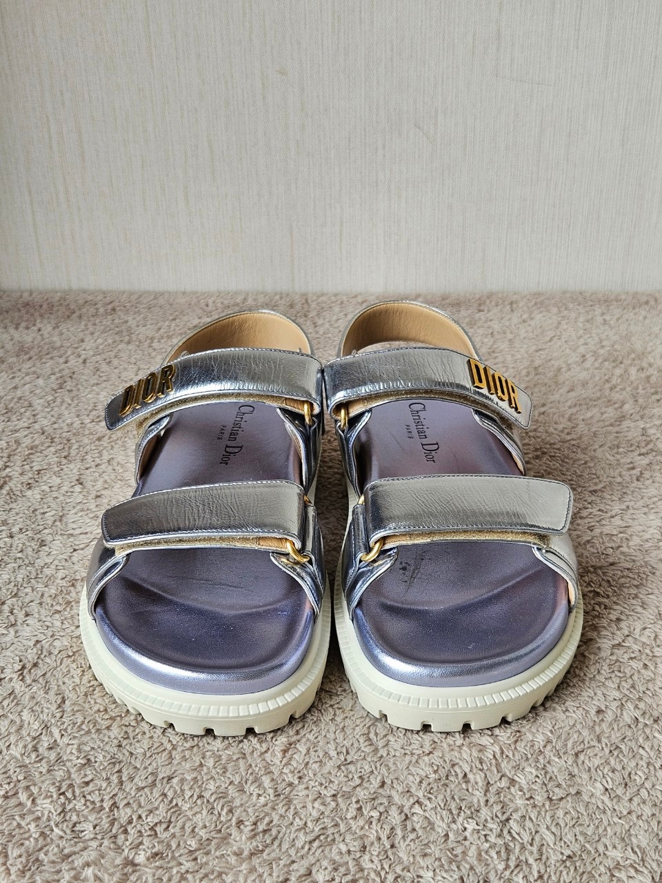 Dior Dioract Silver Leather Sandals