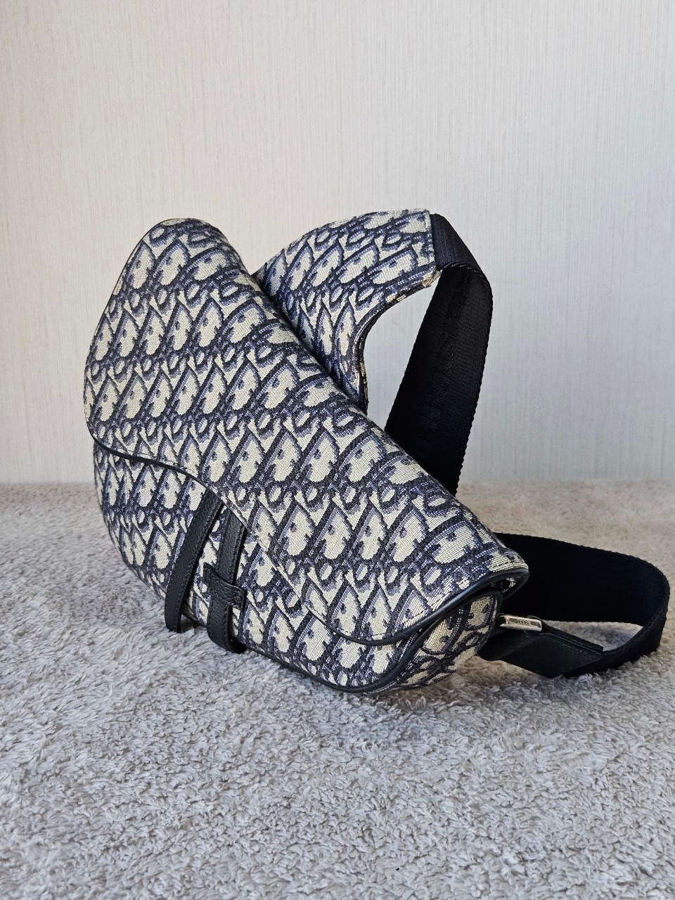 Dior Saddle Beige and Black Oblique Jacquard