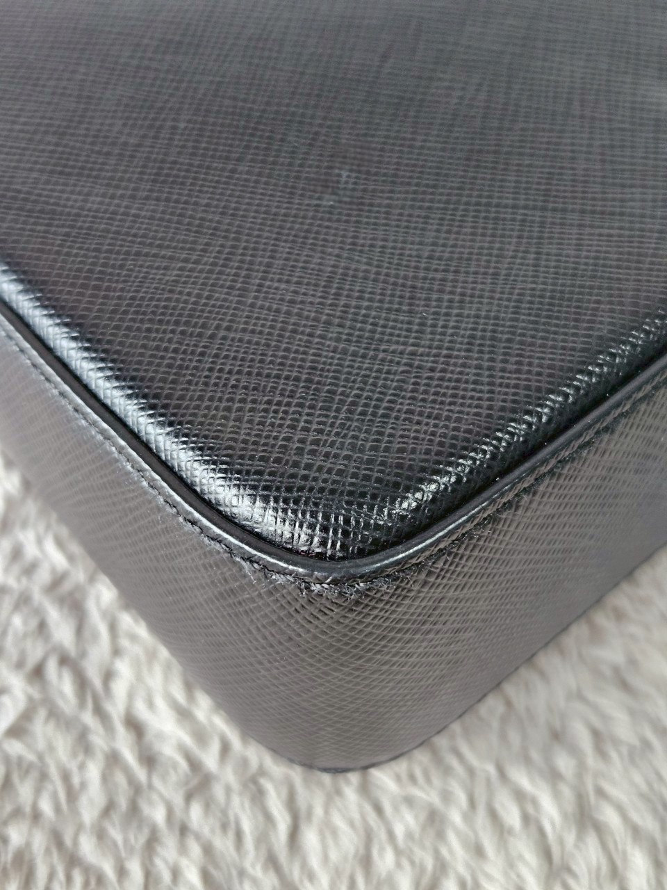 Prada 1BH014 Black Saffiano Leather Chain Shoulder Bag