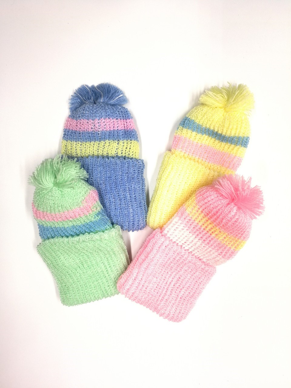 ขายส่ง หมวกไหมพรมเด็กแรกเกิด รุ่นหมวกพื้นสี-ริ้วรุ้ง (ราคาต่อโหล) nongnini1988