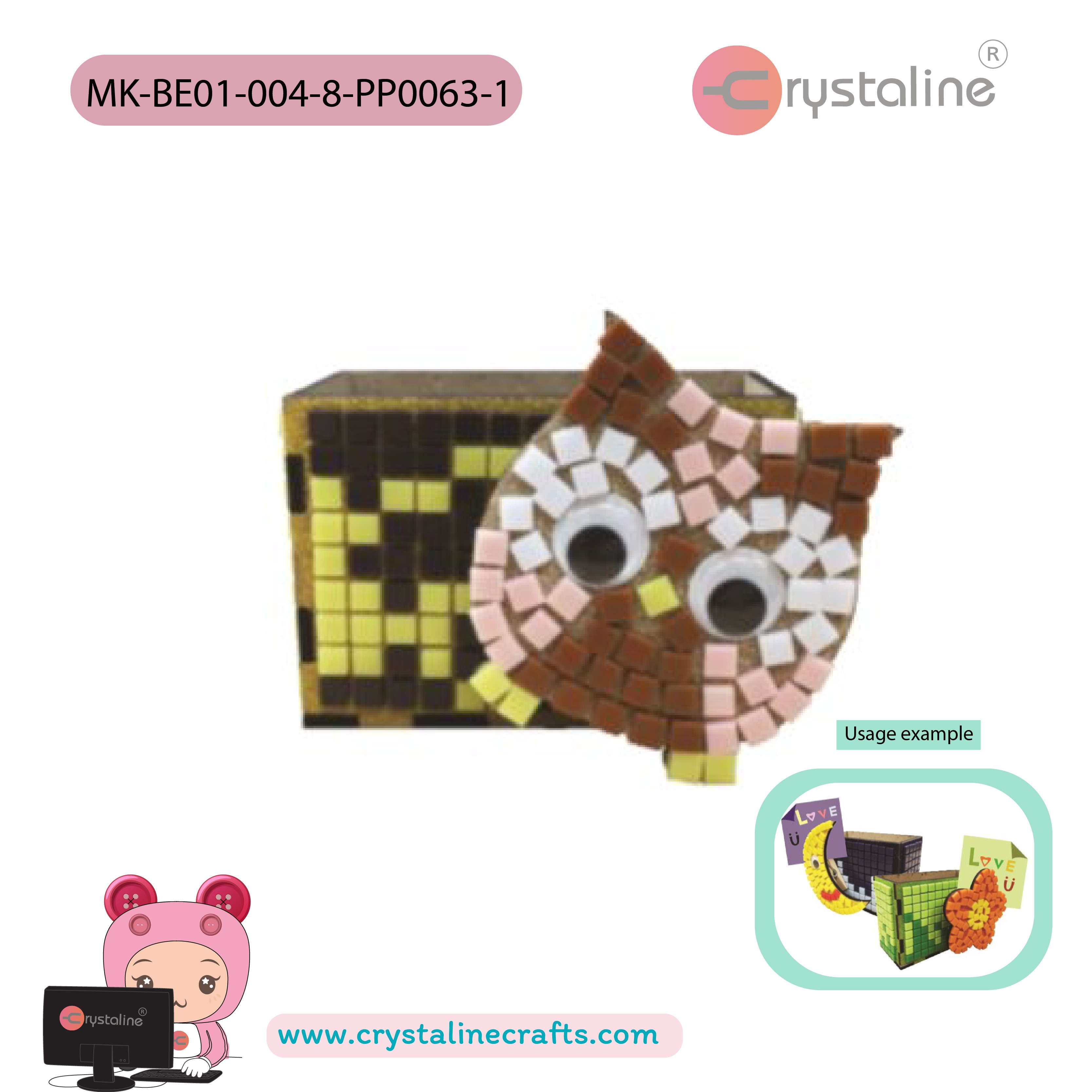 Note paper box kit - Owl (size 5.8x8.5x6 cm,1pc/pack)