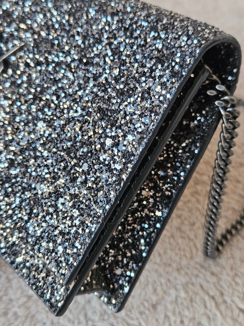 YSL 452159 Kate Bag in Black Sequins 7.5