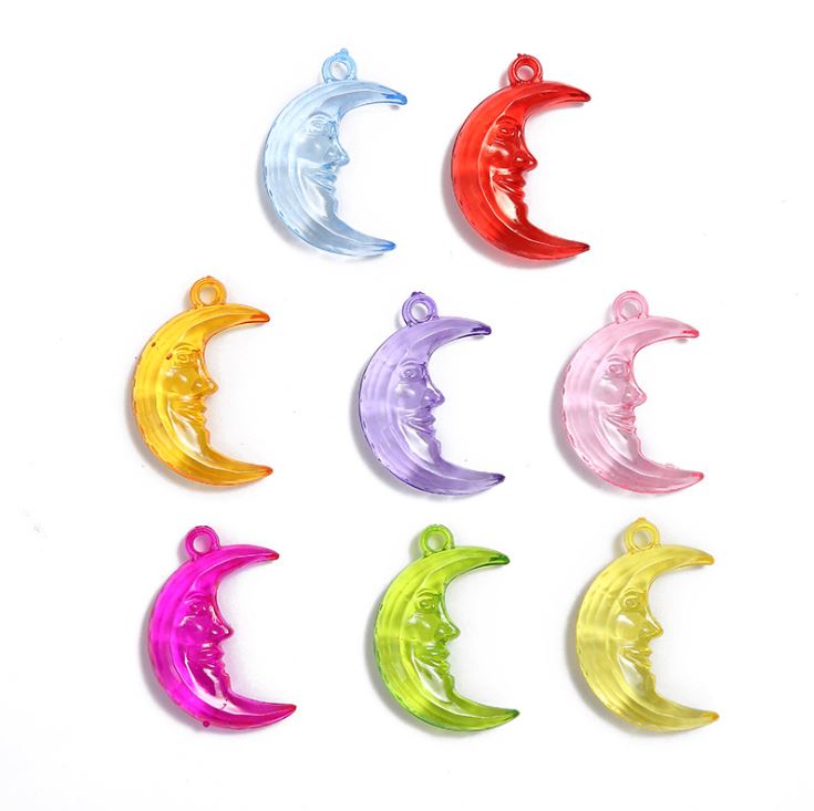 ขายส่ง(1โหล/12ชิ้น) จี้ห้อย ice color ลายพระจันทร์ ขนาด 38*24mm(สูงxกว้าง) คละสี