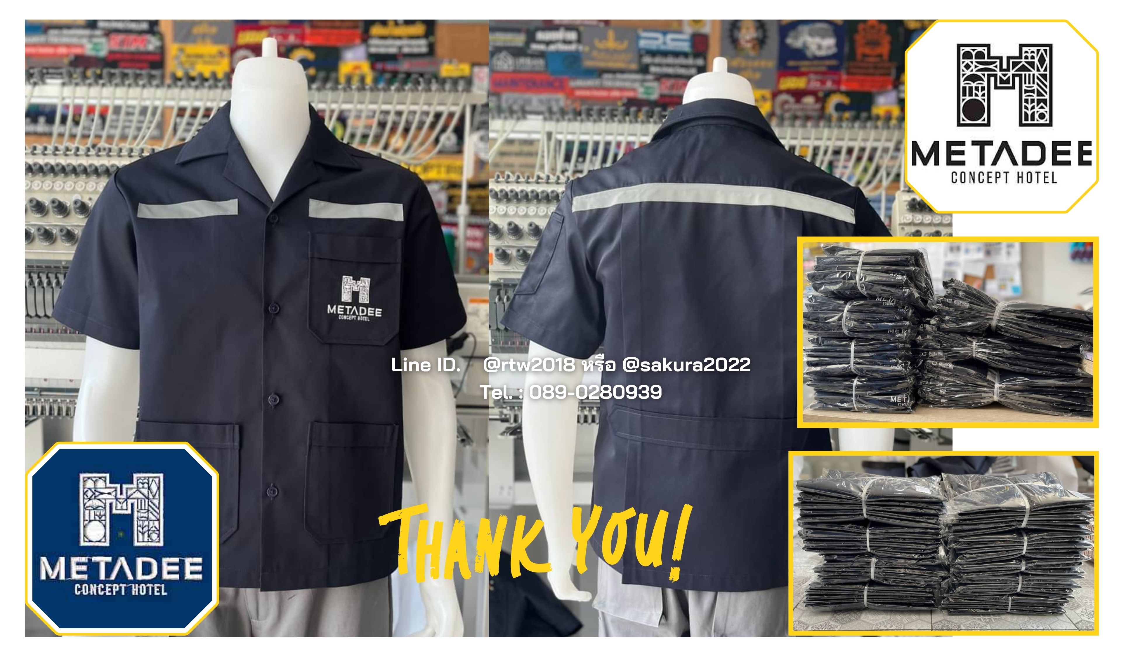 รหัส A1.13 : เสื้อช่างแขนสั้นผ้าคอมทวิวสามกระเป๋าสีขาวล้วน