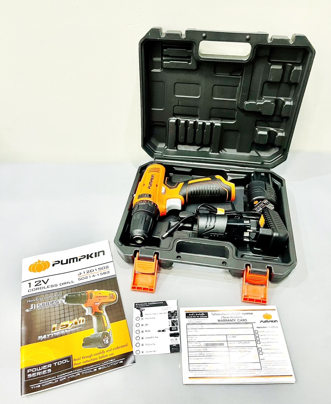 สว่านไร้สาย J-12D1502 พัมคิน (แบต2ก้อน)