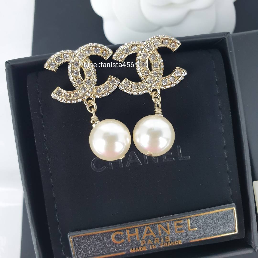 ต่างหูชาแนล ห้อยมุก chanel classic earringต่างหูชาแนล