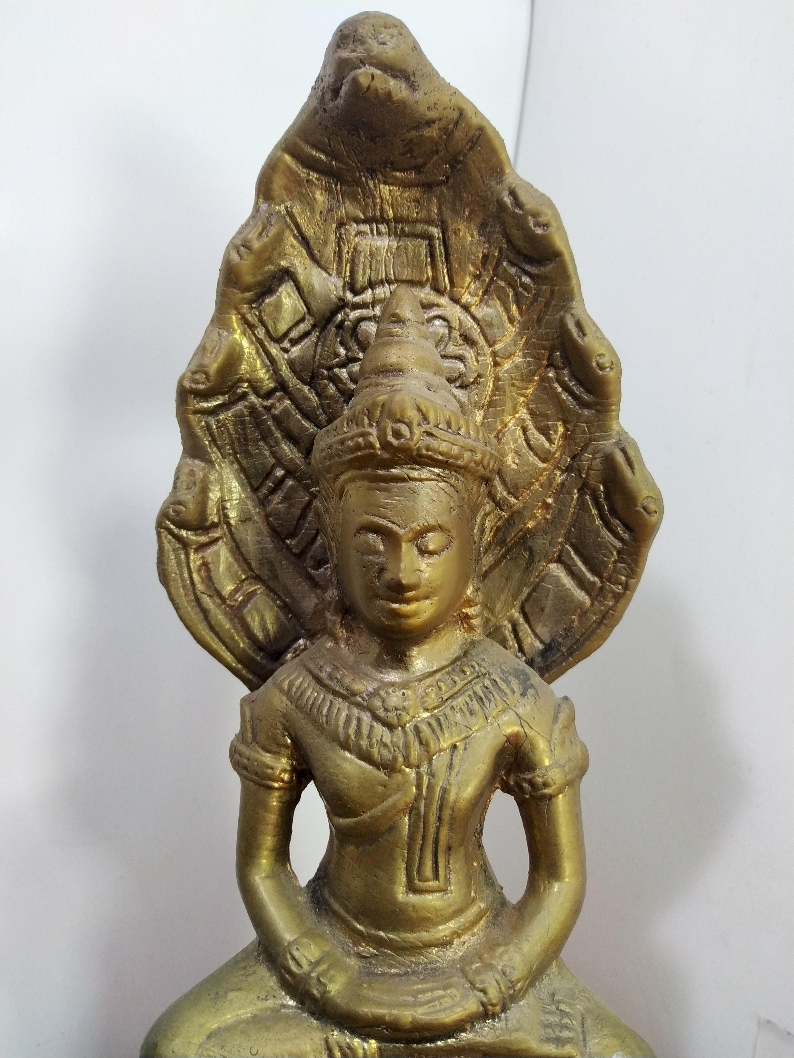 พระนาคปรก พระประจำวันเสาร์ สูง 10 นิ้ว เนื้อสำริดทองเหลือง