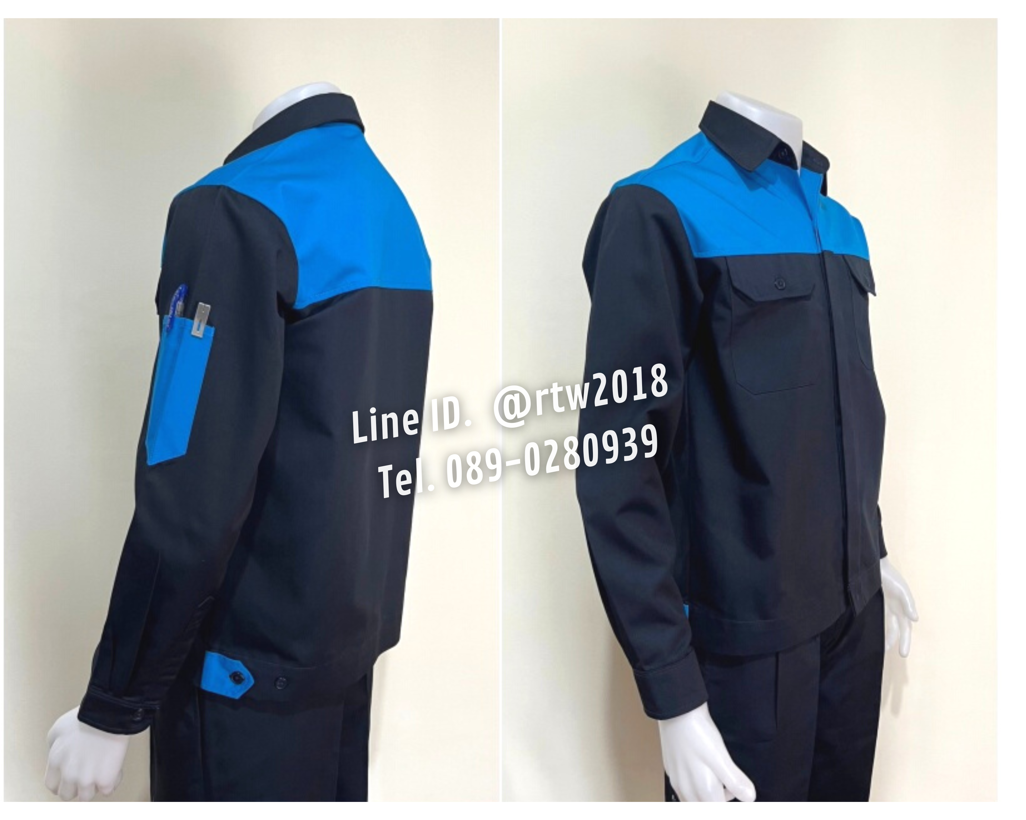 รหัส AB3.2 : เสื้อช่างแขนยาวผ้าคอมทวิวกรมท่าอกฟ้า (ซ่อนสาบ)