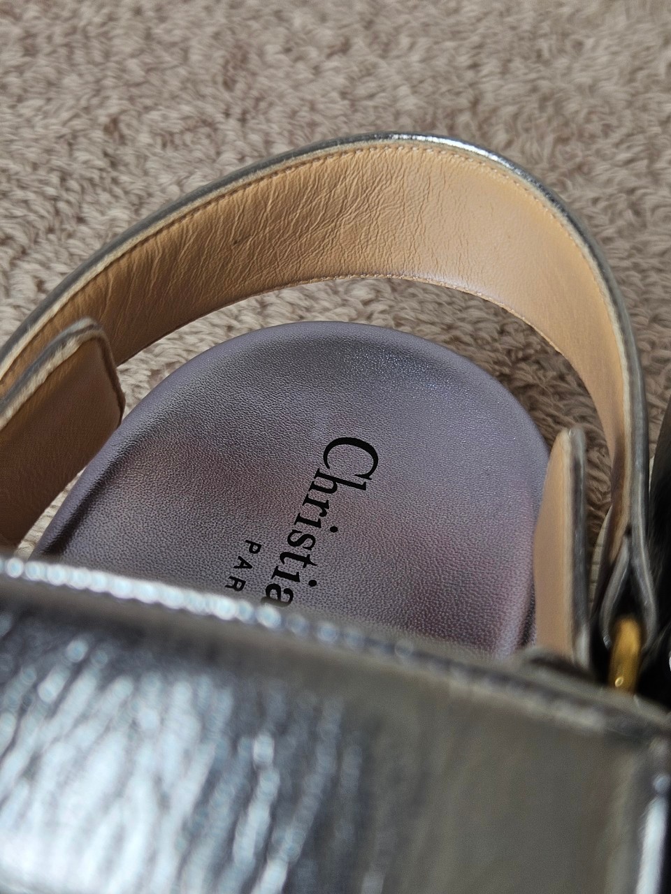 Dior Dioract Silver Leather Sandals