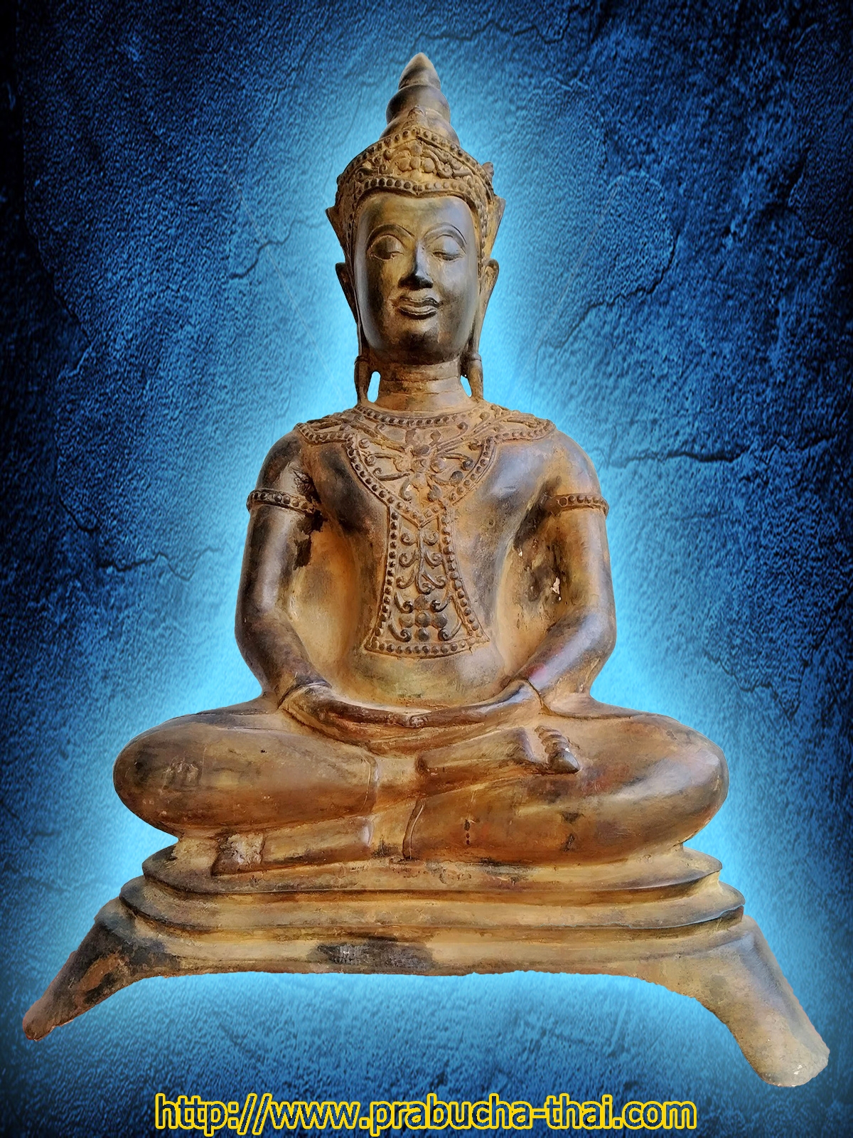 พระอู่ทอง ทรงเครื่อง หน้าตัก 11 นิ้ว เนื้อโลหะสำริดสภาพเก่า