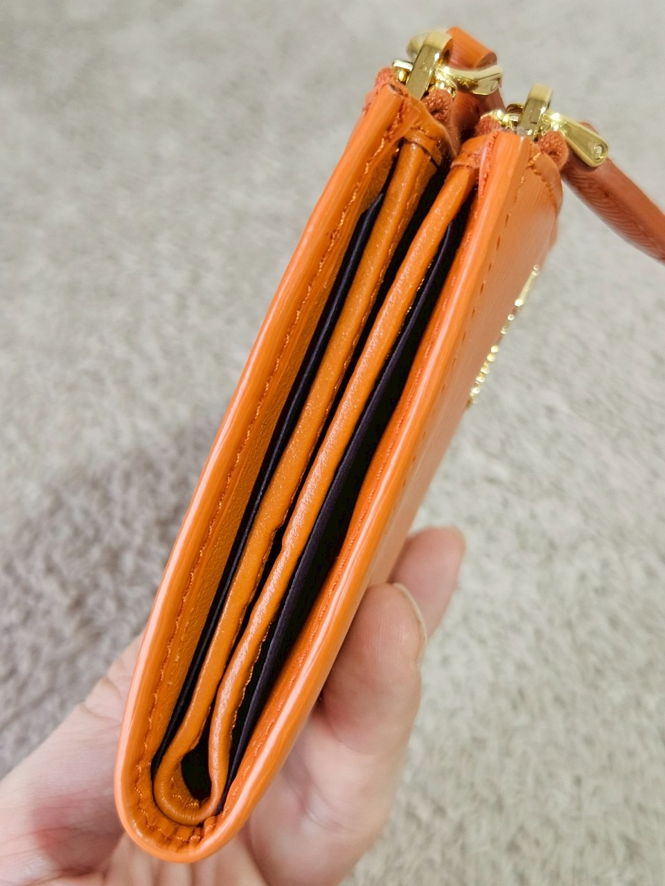 Prada Bifold Double Zip Orange Wallet