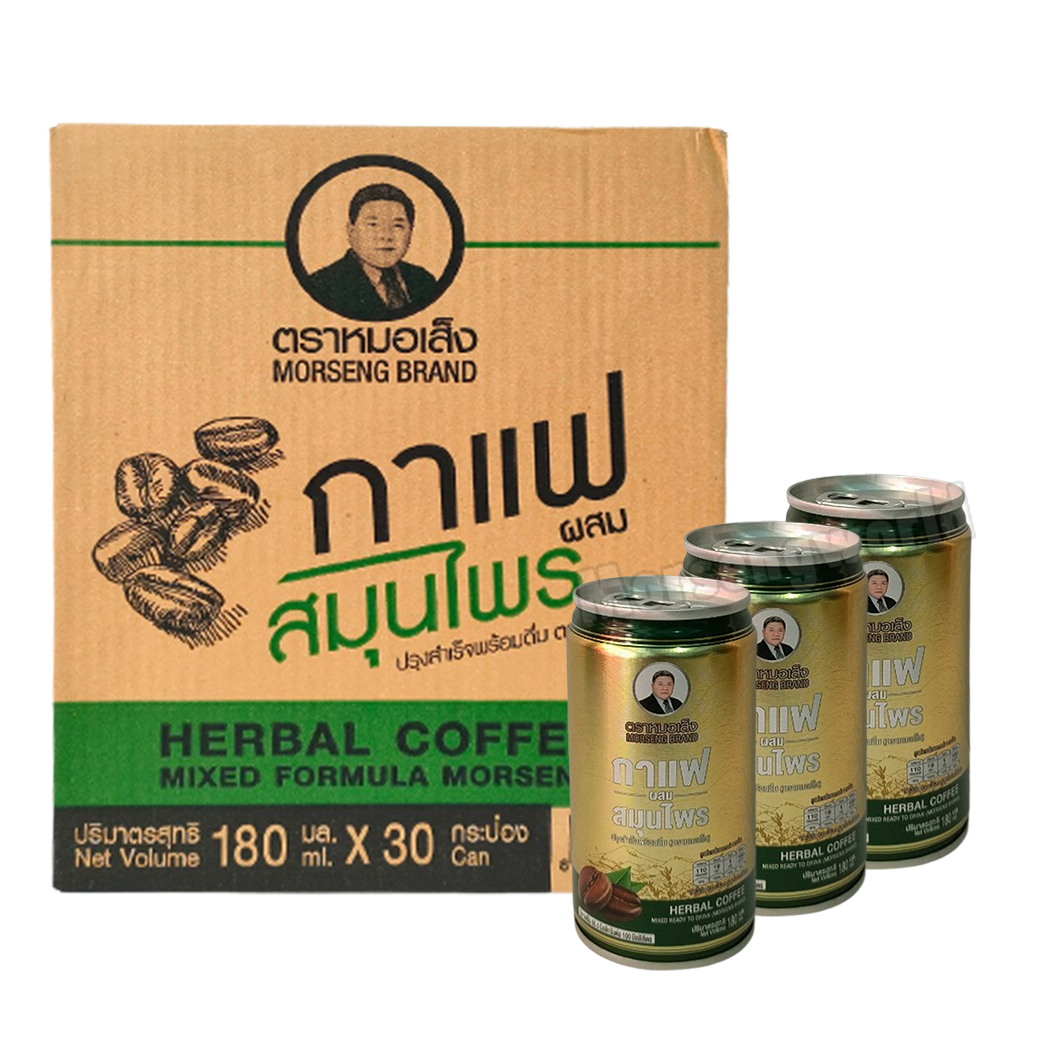 หมอเส็ง กาแฟผสมสมุนไพรสูตรหมอเส็ง (ชนิดกระป๋อง) ขาว-น้ำตาล 180 cc