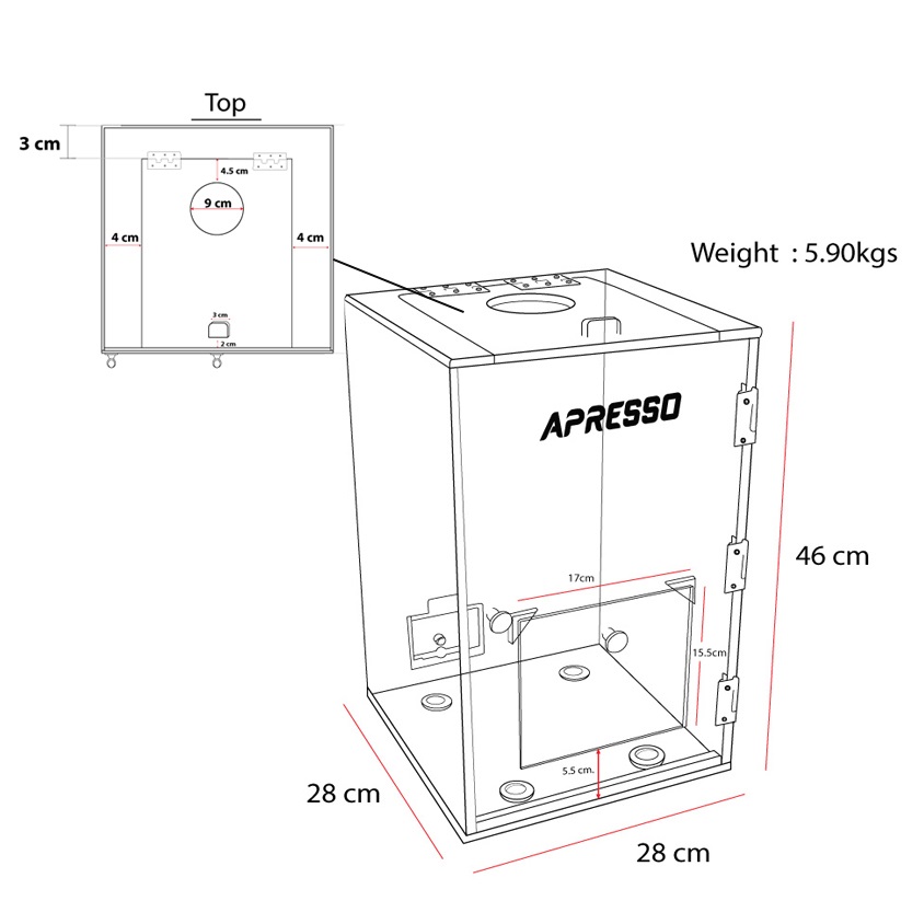 APRESSO- Soundproof box, Sound cover box protect 28x28x46 cm.