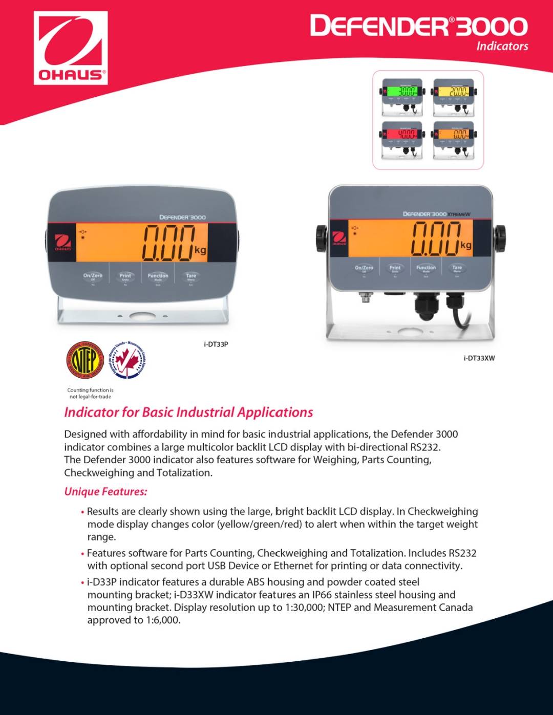 Ohaus เครื่องชั่งดิจิตอลเครื่องชั่งตั้งพื้นขนาด1.5x1.5 M Defender